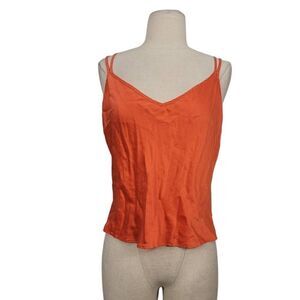 Victoria's Secret Orange Silk Cami Sz L V-Neck Low Back Delicate Dainty Feminine